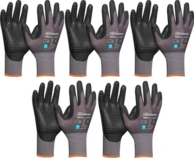Produktbild von vasalat Handschuhe mit Noppen - Montagehandschuhe Gr 9 - Gebol Arbeitshandschuhe Multiflex robust und atmungsaktiv - 5 Paar