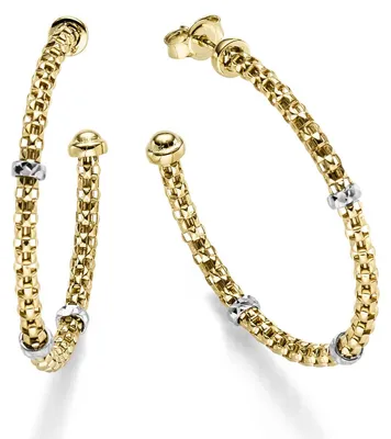 Produktbild von Paar Ohrringe Creolen 40x3mm Halbcreolen aus 585 Gold gelb/weiß bicolor