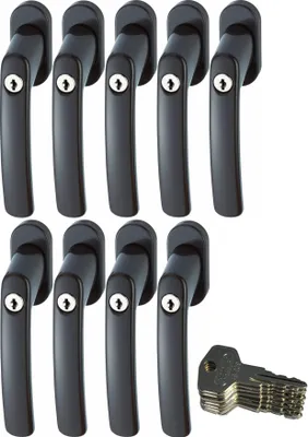 Produktbild von ABUS FG200 B SB abschließbarer Fenstergriff, braun im Set 9 Stück