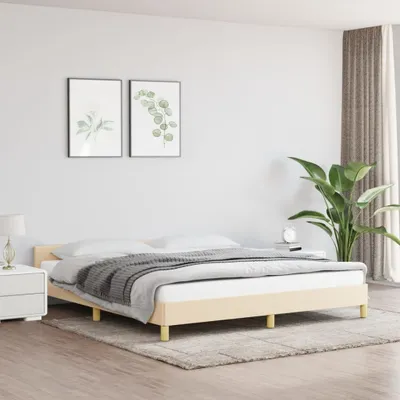 Produktbild von The Living Store Bettgestell mit Kopfteil Creme 180x200 cm Stoff