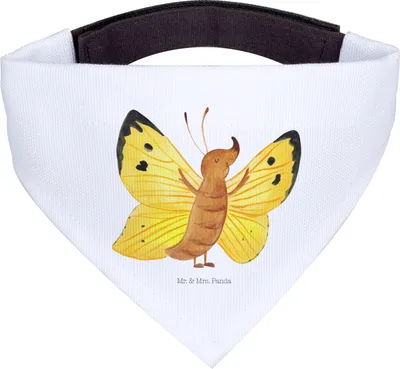 Produktbild von Mr. & Mrs. Panda Hundeschal Schmetterling Zitronenfalter - Weiß - Geschenk, Liebe, Hunde Hals Tuch, Schmetterlinge, Fakt, Lustige Sprüche, Halstuch für Hund, Motivation
