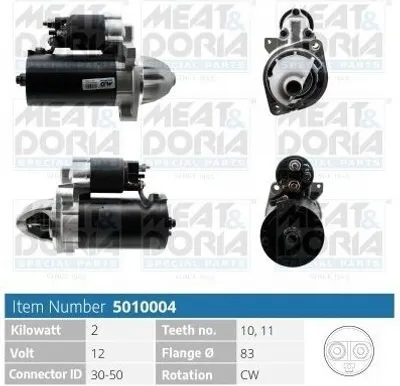 Produktbild von MEAT & DORIA 5010004 Starter Anlasser 2kW passend für MERCEDES-BENZ E-Klasse Limousine (W211) 12V