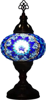 Zdjęcie produktu dla Lampa stołowa Ostere Mozaik (lampa turecka) Ø 13 cm, ręcznie wykonana ze szkła, wysokość 36 cm, do żarówek E14 o mocy do 40 W.