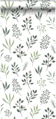 Produktbild von Walls4You Tapete Feldblumen Grün und Weiß - 935320 - 0,53 x 10,05 m