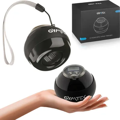 Produktbild von Gymtek® Powerball, Gyroskopischer Handtrainer, Handgelenktrainer, Hand Trainingsgerät, Gyro Ball - inkl. Aufziehmechanik und Drehzahlmesser - Handgelenkstraining