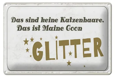 Produktbild von Blechschild Maine Coon Glitter, 30 x 20 cm, Blechschilder Spruch Glück Weisheit