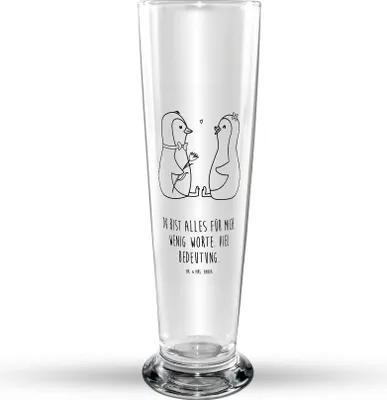 Produktbild von Mr. & Mrs. Panda Trinkglas Pinguin Pärchen - Transparent - Geschenk, Hochzeitsgeschenk, Pinguine, Glasbierglas, Liebe, Hochzeit, Bierbecher, Bierglas, Glasbecher