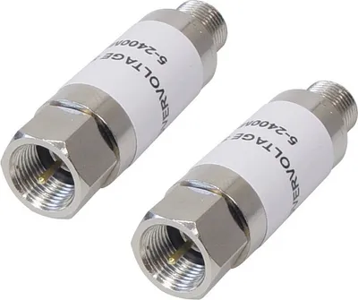 Produktbild von 2x Sat Überspannungsschutz Blitzschutz Sat-Anlage Kabel + DVB-T F Kupplung auf F Stecker