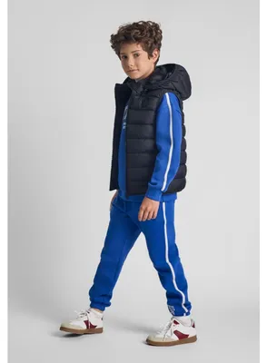 Immagine prodotto di Gilet imbottito Minoti con cappuccio, nero, taglia 92, per bambino
