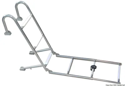 Produktbild von Edelstahl Badeleiter, klappbar, rutschfest, 6 Stufen mit Teleskopstufe, L: 1520 mm, für Boote, Steg & Pool