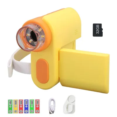 Produktbild von Kinder-Mikroskop & Lupe, 2,0" IPS-Display, 1000x Vergrößerung, tragbares Taschenmikroskop, für Handy-Experimente, geeignet für Kinder ab 3 Jahren
