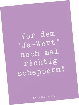 Produktbild von Mr. & Mrs. Panda Postkarte Spruch Polterabend Spaß - Lavendeltraum - Geschenk, Grußkarte, Geschenke, Glück, Ansichtskarten, bildkarte, Heiraten, Tradition, Postkarten