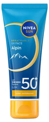 Obrázok produktu pre NIVEA SUN Alpin SPF 50, Opaľovací krém, Tvár, Rúra, Ochrana, Hydratačný, Výživný, Univerzálna pleť, 40 ml