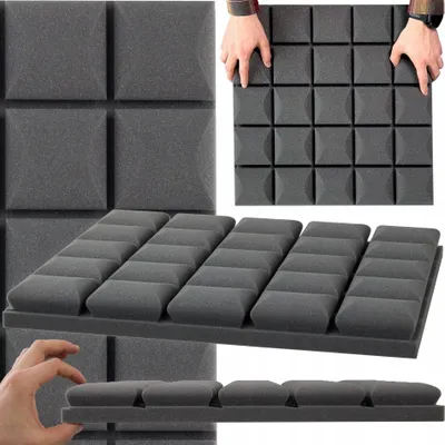Zdjęcie produktu dla Panele akustyczne gąbka akustyczna panel 50x50x5 cm dekoracja ścienna kostka Bitmat