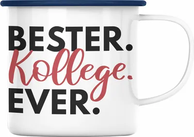Produktbild von Trendation - Bester Kollege Emaille Tasse Geschenk Lieblingskollege Abschiedsgeschenk Emaille Emaille Tasse Kollegen Büro (Blau)