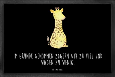 Produktbild von Mr. & Mrs. Panda fußmatte Giraffe Zufrieden 40 x 60 cm - Schwarz - Geschenk, Afrika, Gummi-Fußmatte, Schmutzfangmatte, Glück, Fußabtreter, Abenteuer, Eingangsteppich
