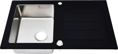 Produktbild von Küchenspüle Glas Einbauspüle Edelstahl Spüle 86 x 50 Schwarz Respekta New York
