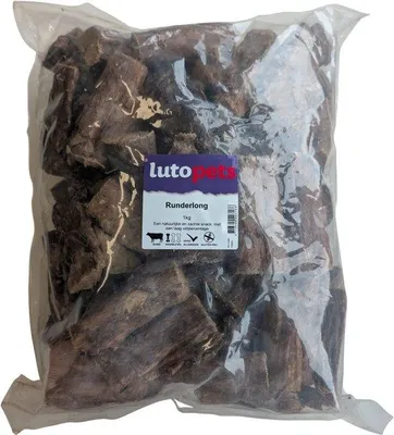 Obrázok produktu pre Lutopets, hovädzie pľúca, 1 kg – 100 % prírodný produkt – Hypoalergénne a bezlepkové – Ľahko stráviteľná pochúťka pre psov