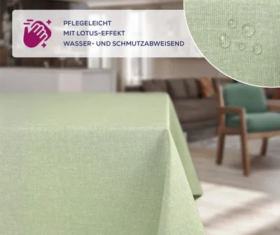 Imagen del producto de Mantel individual, aspecto de lino, 140 cm de diámetro, resistente a las manchas, ideal para la cocina
