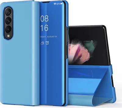 Produktbild von Galaxy Z Fold 3 5G Hülle, Überzug Spiegel Smart View Schutzhülle Klapphülle mit Ständer für Samsung Galaxy Z Fold 3 5G Blau