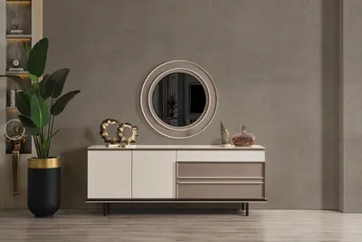 Produktbild von Designer Esszimmer Möbel Holz Sideboard Luxus Spiegel Kommode Anrichte