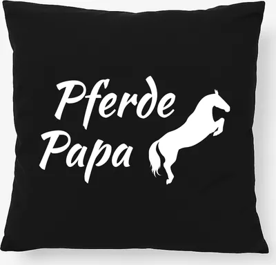 Produktbild von Huuraa Kissen Pferdepapa Silhouette 40x40cm mit Füllung Black Baumwolle Dekokissen Geschenkidee