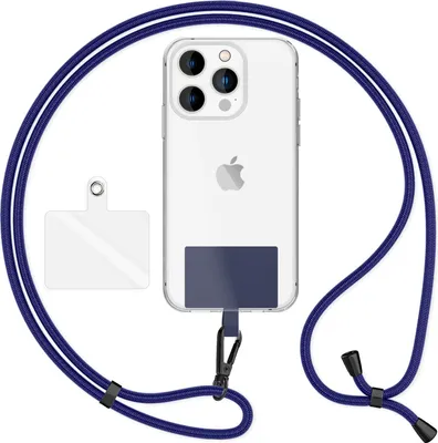Produktbild von HoldMe Air Edition - Universal Lanyard mit 2 Pads & Karabinerhaken (matt-schwarz) - 160cm Handyband zum Umhängen -  Dunkelblau