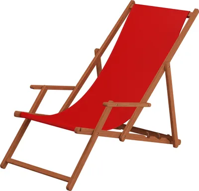 Produktbild von Sonnenliege Deckchair rot Liegestuhl klappbare Gartenliege Holz Strandstuhl Gartenmöbel 10-308KD