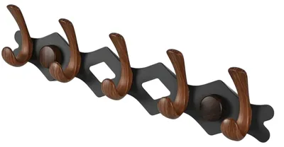 Wandgarderobe mit 5 Doppelhaken, 42,5 cm, selbstklebend