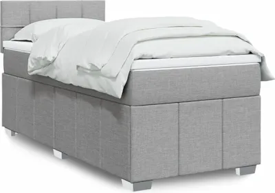 Produktbild von Schlichtes Boxspringbett mit Matratze - Hellgrau 100x200 cm Stoff Design Klassische Betten 4349647