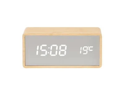 Immagine prodotto di Karlsson - Sveglia Argento Specchio LED - Legno chiaro