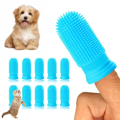 Produktbild von Zahnbürsten für Hunde, 10 Stück, 360° Fingerzahnbürsten für Hunde und Katzen