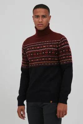 Produktbild von BLEND BHTjesse Herren Rollkragenpullover Pullover mit Rollkragen Norwegermuster Rippbündchen Regular fit