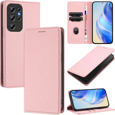 Produktbild von Litchi Leder Handyhülle für Oukitel C1 / C1 Pro Wallet Kartenfächer Standfunktion Hülle Pink