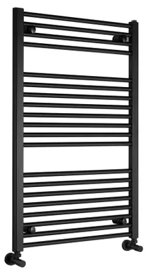 Productafbeelding van Aqualine DIRECT badverwarmer met zijdelingse aansluiting, 600x960 mm, mat zwart