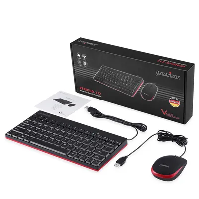 Obrázok produktu pre Perixx PERIDUO-212 USB Keyboard and mouse set German, QWERTZ Black, Red