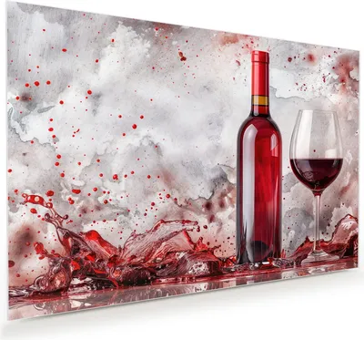 Produktbild von Glasbild 90x60cm in XXL für Wohnzimmer, Schlafzimmer Motiv Rotwein mit Glas