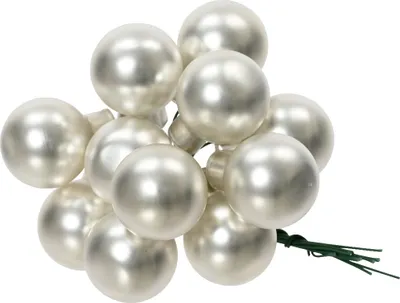 Produktbild von Weihnachtskugeln am Draht 2cm Glas 12 Stück - Silber matt