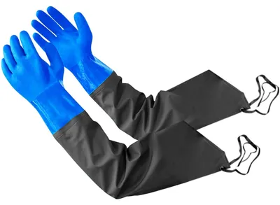 Imagen del producto de Guantes de goma, impermeables, aislantes, de 68 cm de largo, para la limpieza de desagües