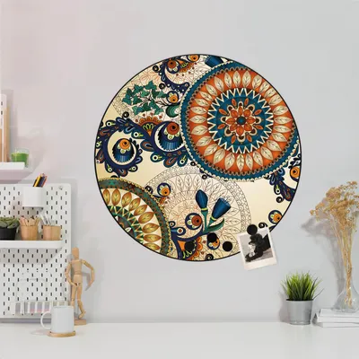Produktbild von Design Stahlmagnettafel Schwarz Rund 47cm Modernes Mandala