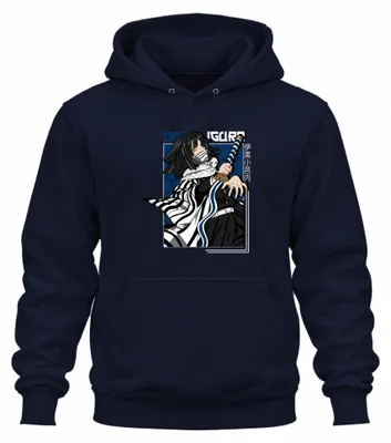 Immagine prodotto di Kimetsu no Yaiba - Felpa con cappuccio unisex Obanai Iguro Serpente Katana, blu navy, taglia M