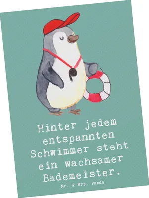 Produktbild von Mr. & Mrs. Panda Grußkarte Bademeister schützend - Meeresbrise - Geschenk, Berufe, Postkarten, Dankbarkeit, Postkarte, Ansichtskarten, Schwimmen, bildkarte, Ansichtskarte