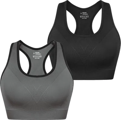 Produktbild von Gepolsterter Sport-BH für Damen, ohne Bügel, mit Racerback-Rücken und breiten Trägern