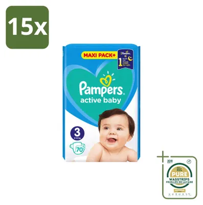 Immagine prodotto di 15 pannolini Pampers Active Baby, taglia 3, da 6 a 10 kg - confezione risparmio - 15 pezzi