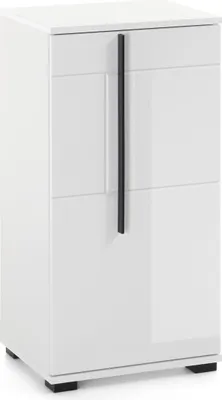 Produktbild von LIVOJO M12 Badezimmer Badschrank niedrig rechts 45 x 88 x 35 cm Weiß Hochglanz