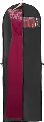 Produktbild von Schwarze Kleiderhüllen für lange Kleider - 60 cm x 180 cm - Schützende Taschen für Kleidung und Hochzeitskleider