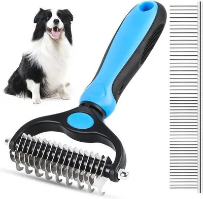 Immagine prodotto di Set di spazzole per capelli a doppia faccia per animali domestici a pelo lungo - Set per la toelettatura (2 pezzi)