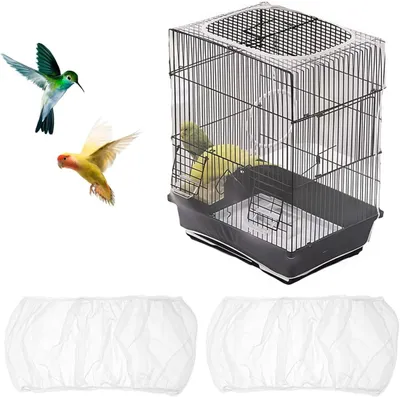 Imagen del producto de Cubierta para jaula de pájaros, malla transpirable, 2 unidades, 30 cm de altura, para jaulas con una circunferencia de 140-180 cm