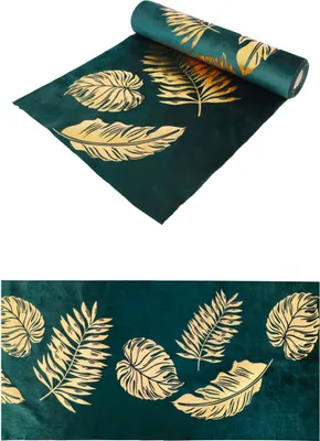 Produktbild von Samt Tischläufer Grün Gold 28 cm x 3 m - Einheitsgröße