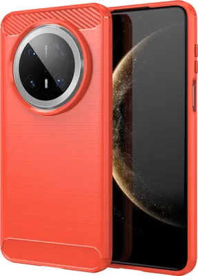 Produktbild von Hülle für Huawei Mate 70 Pro Carbon-Faser Weich TPU Silikon Stoßfest Handyhülle Rot